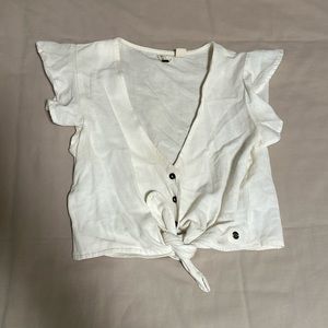 White Linen Roxy Ruffle Tank